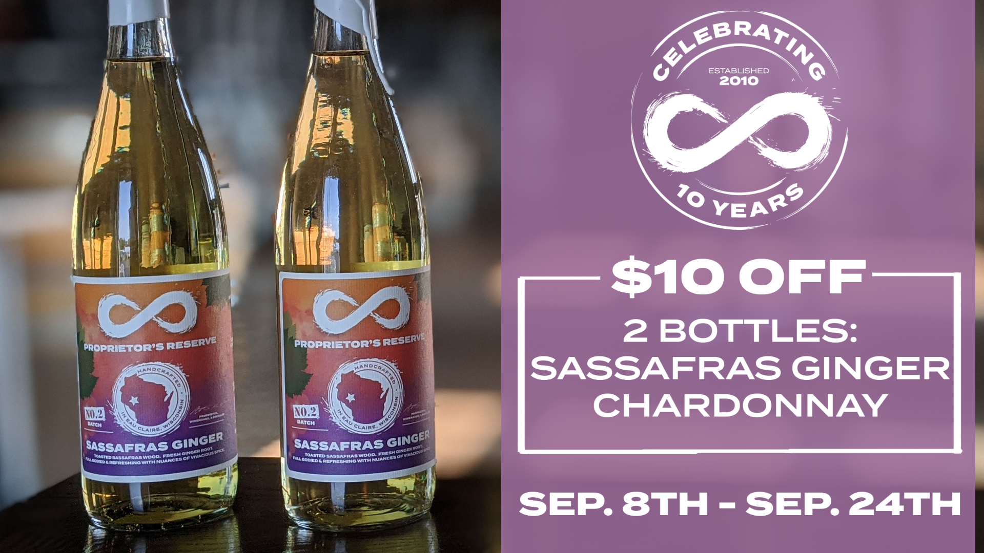 You are currently viewing $10 OFF TWO BOTTLES OF SASSAFRAS GINGER CHARDONNAY