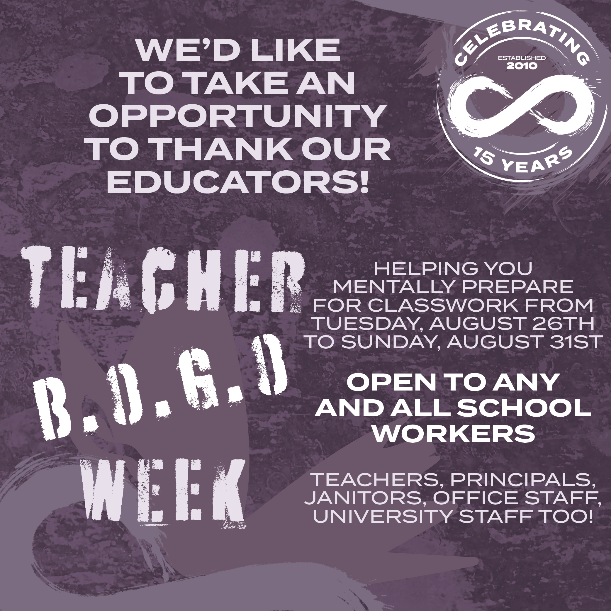 Read more about the article TEACHER BOGO WEEK